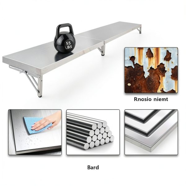 72" x 12" Folding Concession Shelf, Stainless Steel Drop Down Concession Shelf, Serving Food Shelf Stand Serving for Concession Windows, Restaurant-3