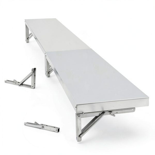 72" x 12" Folding Concession Shelf, Stainless Steel Drop Down Concession Shelf, Serving Food Shelf Stand Serving for Concession Windows, Restaurant-2