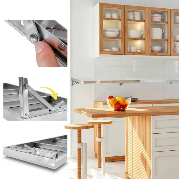 72" x 12" Folding Concession Shelf, Stainless Steel Drop Down Concession Shelf, Serving Food Shelf Stand Serving for Concession Windows, Restaurant-4